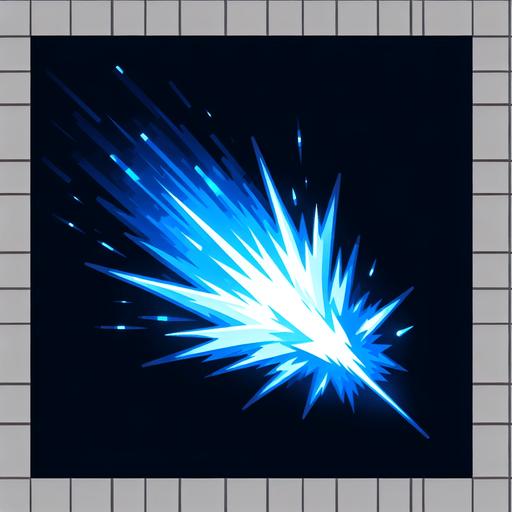 Blue Laser blast.
Single Game Texture. In-Game asset. 2d. Blank background. High contrast. No shadows.