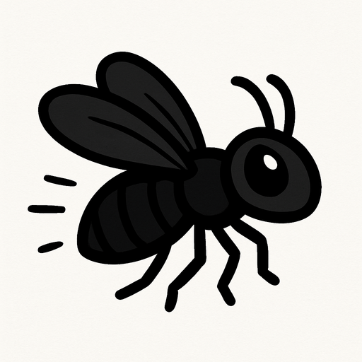 serangga hitam kecil terbang.
In-Game asset.  2d.  High contrast.  No shadows