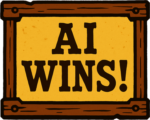 western style alert box that says "AI Wins!".
In-Game asset.  2d.  High contrast.  No shadows