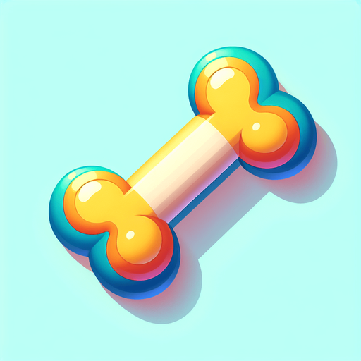 a cute looking dog toy shaped like a bone..
Single Game Texture. In-Game asset. 2d. Blank background. High contrast. No shadows.