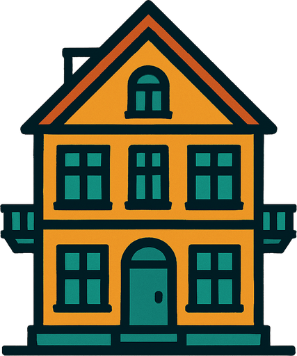 A building.
In-Game asset.  2d.  High contrast.  No shadows
