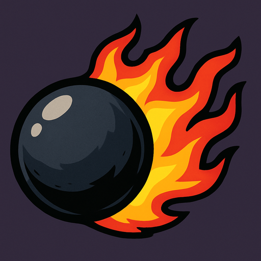 bola de cañon con fuego.
In-Game asset.  2d.  High contrast.  No shadows