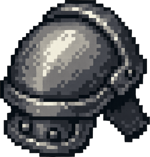 2D pixel art of a single shoulder armor piece, metallic silver and gray tones.
In-Game asset.  2d.  High contrast.  No shadows
