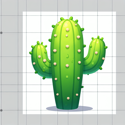 Create a cactus. The goal is to capture a lively and playful location..
Single Game Texture. In-Game asset. 2d. Blank background. High contrast. No shadows.