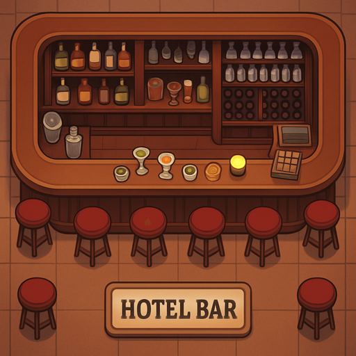 hotel bar top view.
In-Game asset