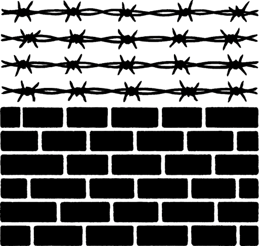 barbed wire wall.
In-Game asset.  2d.  High contrast.  No shadows