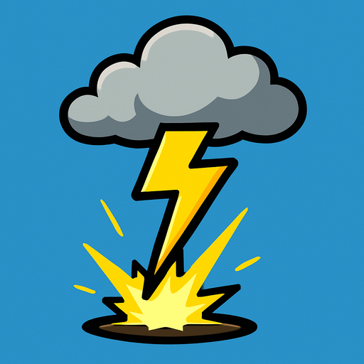 A 2D Survivor.io style lightning strike from a cloud in the sky to the ground, made by HABBY PTE. LTD..
In-Game asset.  2d.  High contrast.  No shadows