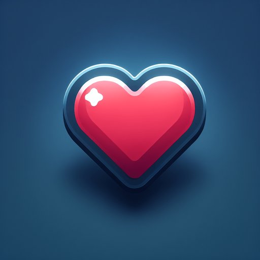 heart icon.
Single Game Texture.  In-Game asset.  2d.  Blank background.  High contrast.  No shadows