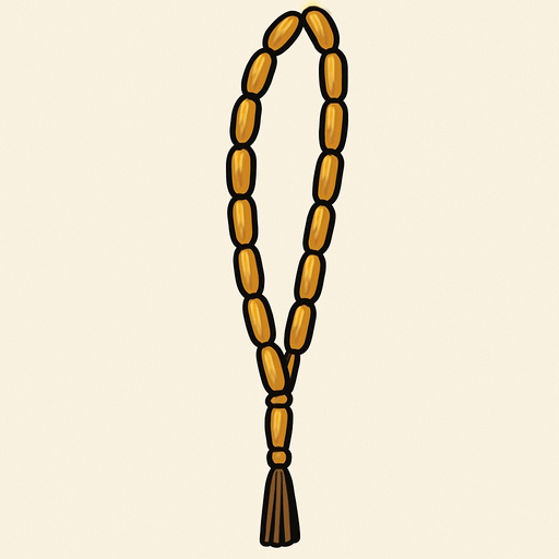thin upward long muslim prayer beads.
In-Game asset.  2d.  High contrast.  No shadows