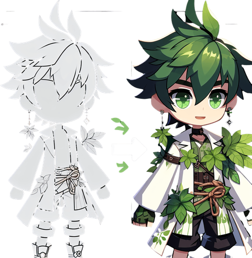 Anime eco hero.
Single Game Texture.  In-Game asset.  2d.  Blank background.  High contrast.  No shadows