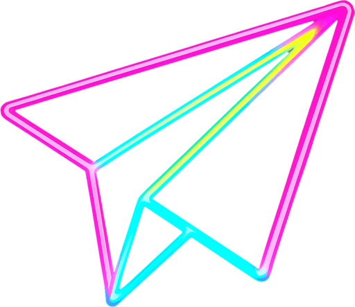 Neon paper airplane.
In-Game asset.  2d.  High contrast.  No shadows