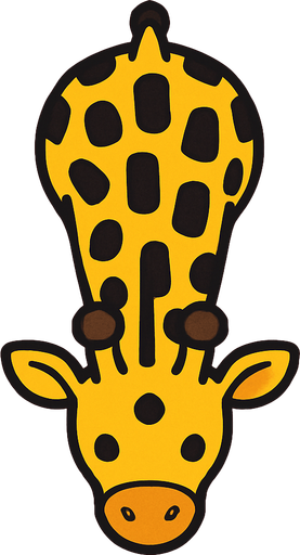 yellow giraffe top view.
In-Game asset.  2d.  High contrast.  No shadows