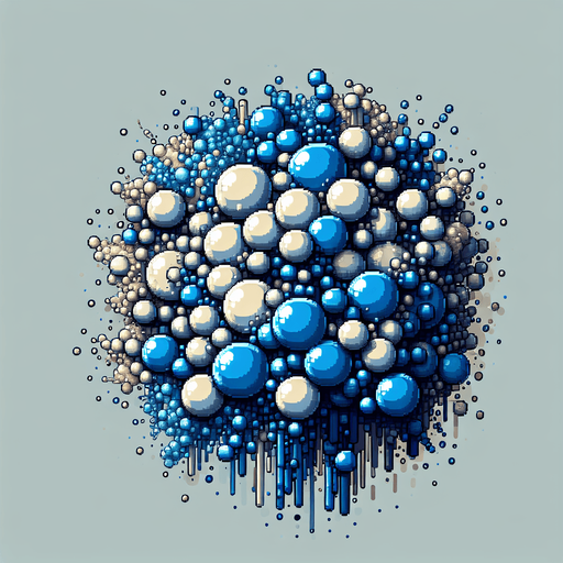 epic blue 16 bit bubble pieces explode.
Single Game Texture.  In-Game asset.  2d.  Blank background.  High contrast.  No shadows