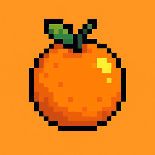 make pixel art 2d orange.
In-Game asset.  2d.  High contrast.  No shadows