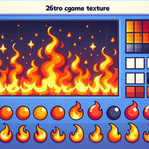 cartoon retro fire.
Single Game Texture. In-Game asset. 2d. Blank background. High contrast. No shadows.