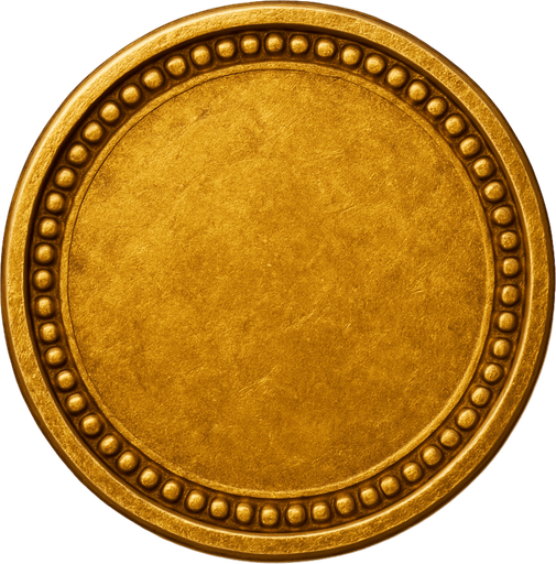 Coin, üstten görünüm, gerçekçi, yazısız.
In-Game asset.  High contrast.  No shadows