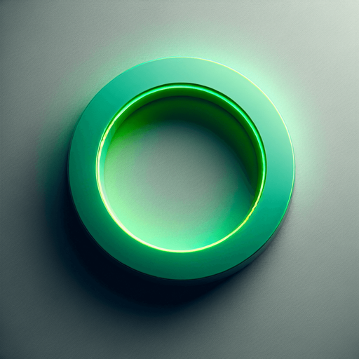 top view A green round start button empty in the center like a ring.