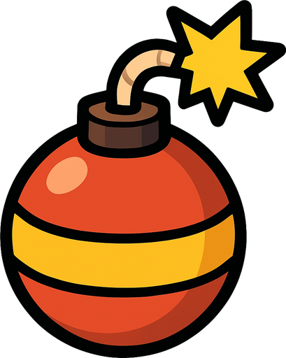 A 2D bomb in the style of Survivor.io, made by HABBY PTE. LTD..
In-Game asset.  2d.  High contrast.  No shadows