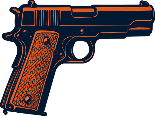 Pistola realista.
In-Game asset.  2d.  High contrast.  No shadows