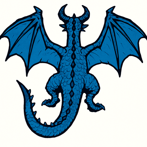 blue flyng wyvern dragon back view.
In-Game asset.  2d.  High contrast.  No shadows