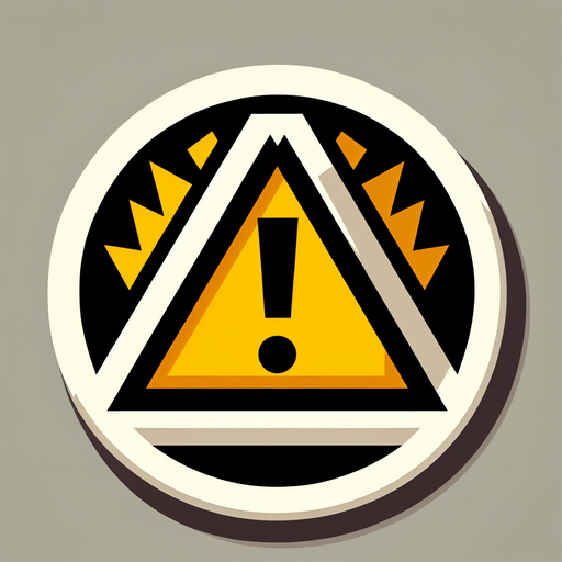 Danger sign.
Single Game Texture. In-Game asset. 2d. Blank background. High contrast. No shadows.