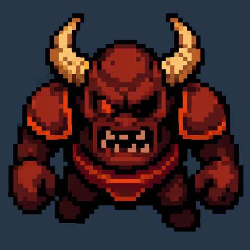 Un enemigo duro visto desde arriba, pixel cartoon..
In-Game asset.  2d.  High contrast.  No shadows