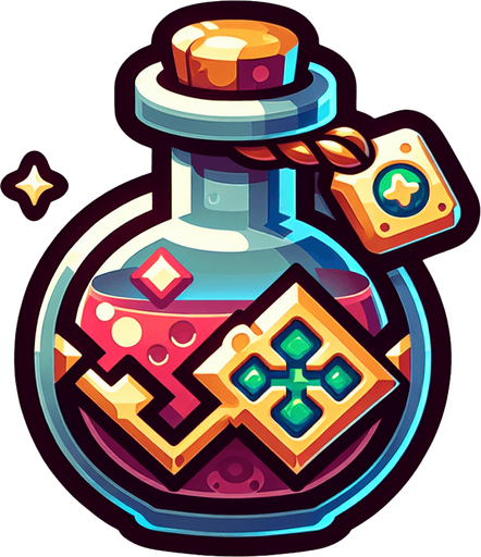 potion.
Single Game Texture. In-Game asset. 2d. Blank background. High contrast. No shadows.