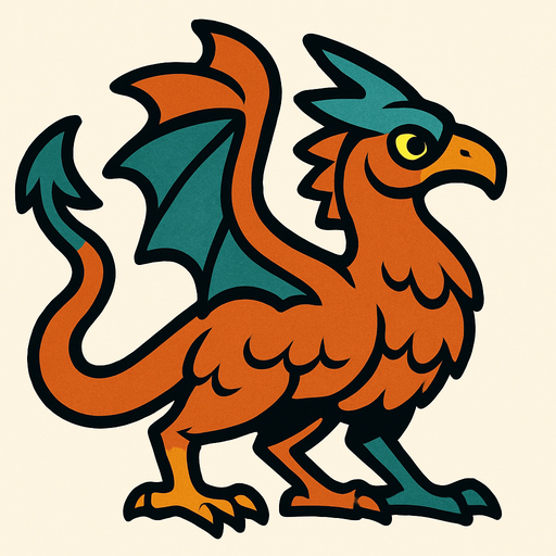 2d bird dragon.
In-Game asset.  2d.  High contrast.  No shadows