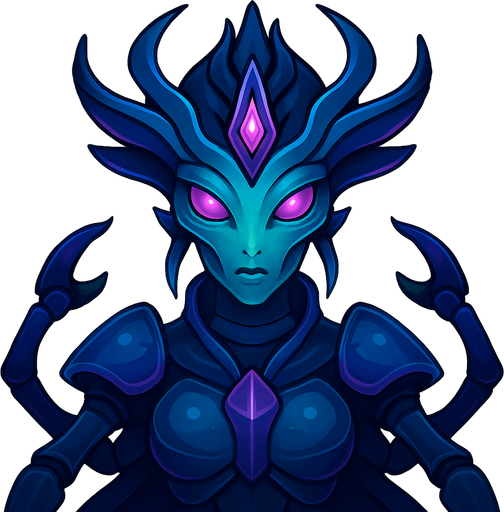 Front-facing icon, Fullscreen modern App Store art style with futuristic alien queenbug
, 16:9, high definition.  No text captions!