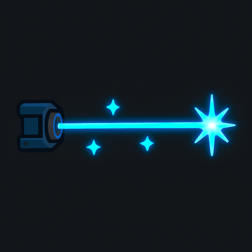 Blue laser light 2d game.
In-Game asset.  2d.  High contrast.  No shadows