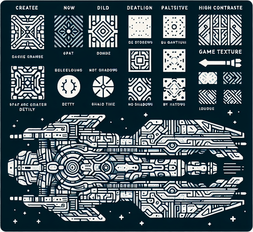 A spaceship Single Game Texture. In-Game asset. 2d. Blank background. High contrast. No shadows.