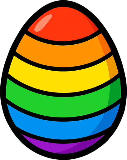 A Rainbow egg.
In-Game asset.  2d.  High contrast.  No shadows