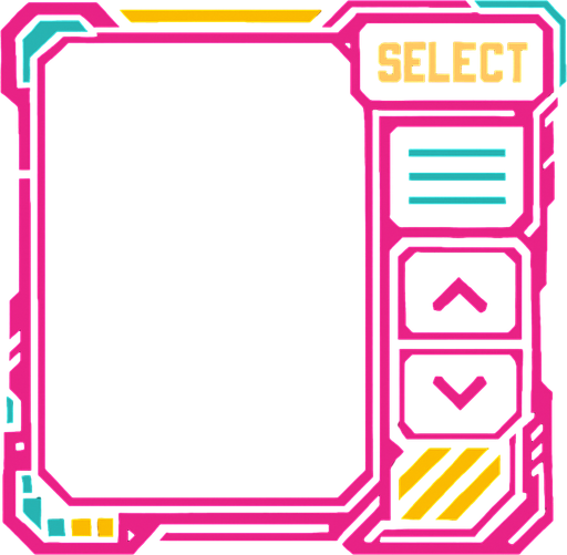 Cyberpunk style design empty selector UI.
In-Game asset.  2d.  High contrast.  No shadows