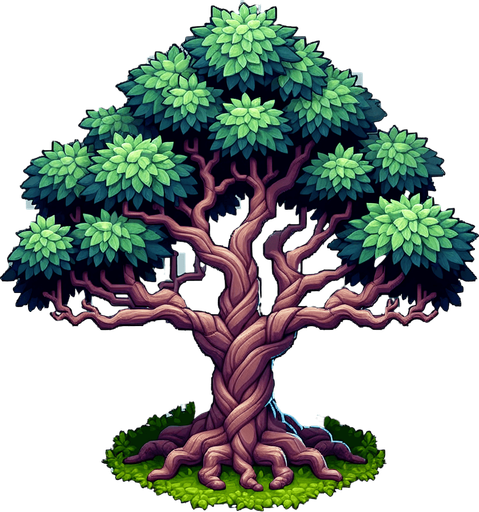 tree.
Single Game Texture. In-Game asset. 2d. Blank background. High contrast. No shadows.
