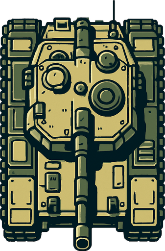 Top view of a Heavy armored military Tank.
In-Game asset.  2d.  High contrast.  No shadows