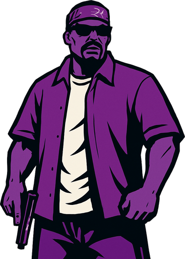 Ballas üyesi gang.
In-Game asset.  2d.  High contrast.  No shadows