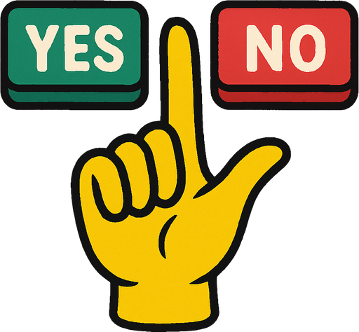 Between two button a hand.
In-Game asset.  2d.  High contrast.  No shadows