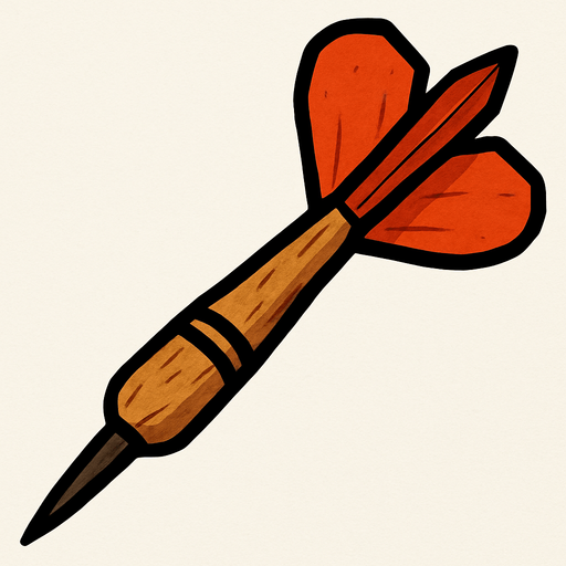 Wooden dart
In-Game asset.  2d.  High contrast.  No shadows. Topdown