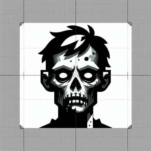 zombie.
Single Game Texture. In-Game asset. 2d. Blank background. High contrast. No shadows.