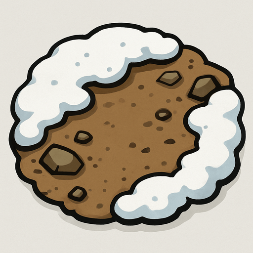 Ground, snowy, earthy.
In-Game asset.  2d.  High contrast.  No shadows