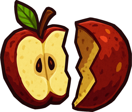 Fruit ninja eski elmalar.
In-Game asset.  2d.  High contrast.  No shadows