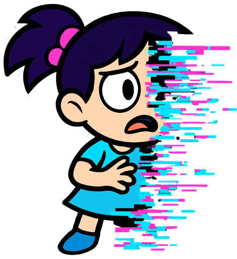 Little pibby glitch.
In-Game asset.  2d.  High contrast.  No shadows