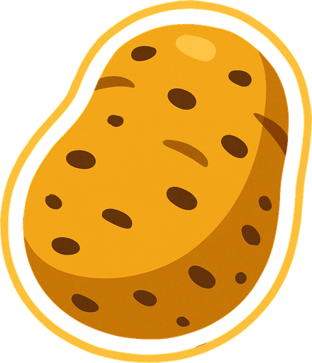 potato.
In-Game asset.  2d.  High contrast.  No shadows. cartoon