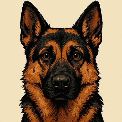 German Shepard face. realistic
In-Game asset.  2d.  High contrast.  No shadows