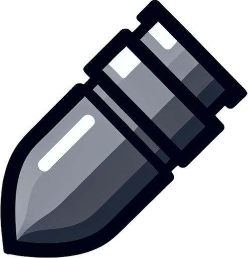 Power up bullet.
Single Game Texture.  In-Game asset.  2d.  Blank background.  High contrast.  No shadows
