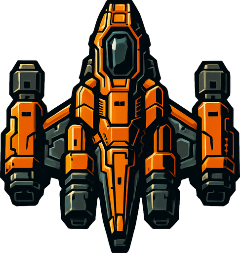 strong spaceship.
In-Game asset.  2d.  High contrast.  No shadows