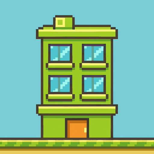 Make it flapy bird building.
In-Game asset.  2d.  No shadows