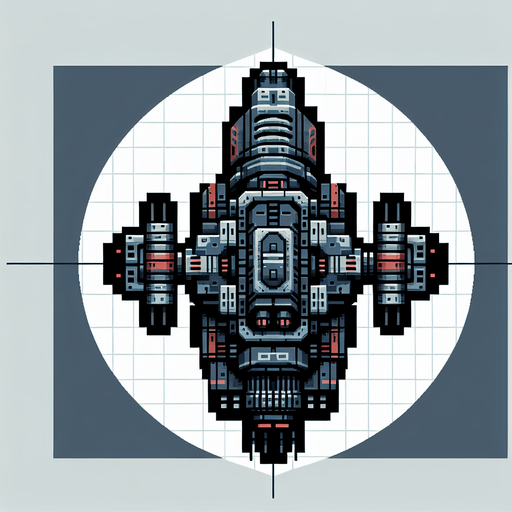 retro 2d spaceship, top view.
Single Game Texture.  In-Game asset.  2d.  transparent background.  High contrast.  No shadows