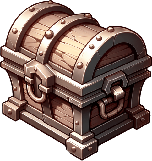 hazine kutusu.
Single Game Texture.  In-Game asset.  2d.  Blank background.  High contrast.  No shadows