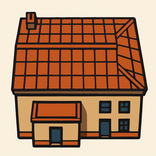 a building viewed from above.
In-Game asset.  2d.  High contrast.  No shadows. No Background